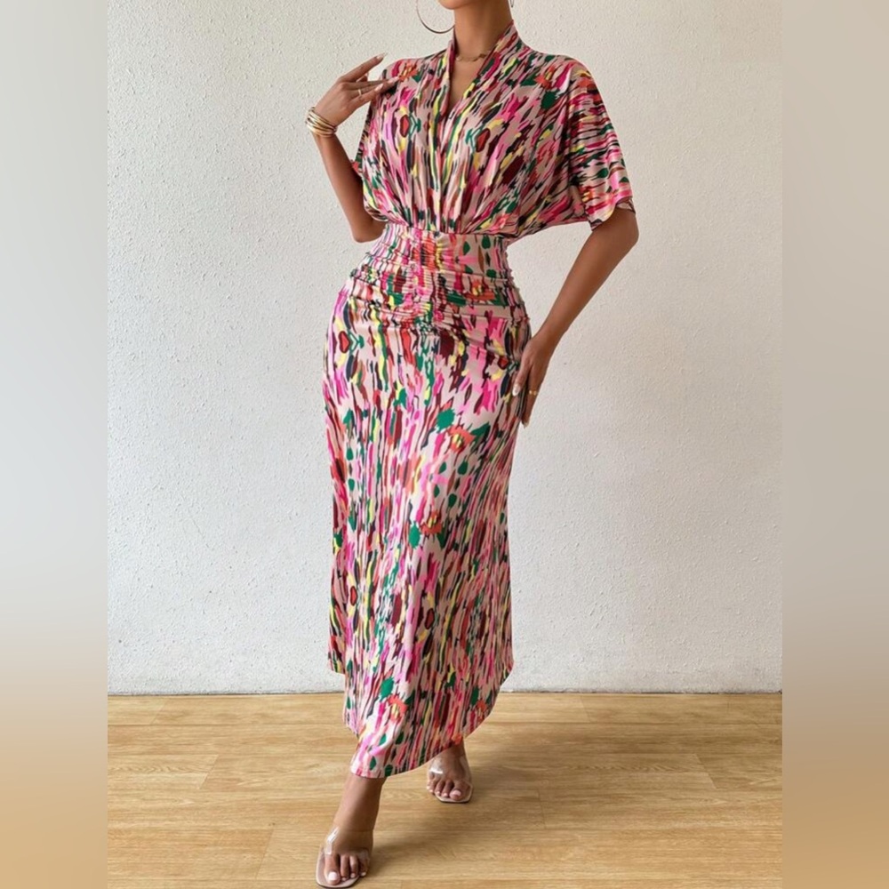 Colorful Abstract Midi Dress